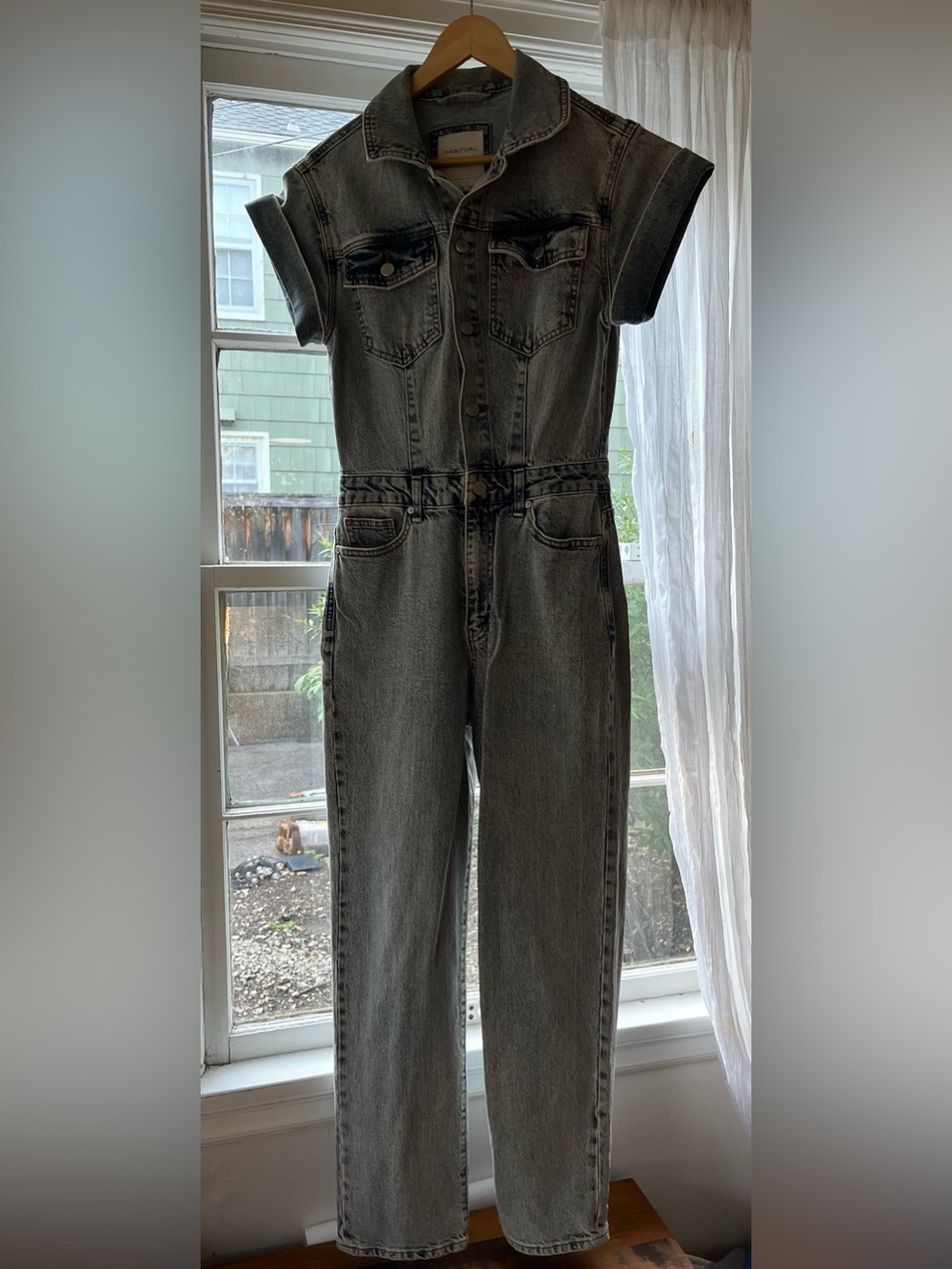 Habitual Light Wash Denim Jumpsuit with Label Detail